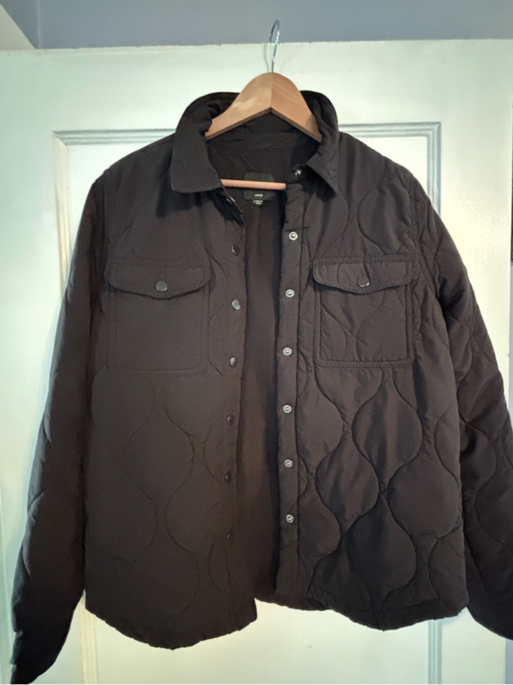 Love Tree Quilted Shirt Jacket - Black